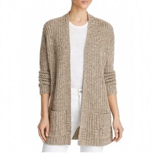 Eileen Fisher Organic Cotton Patch Pocket Cardigan Wheat Size M